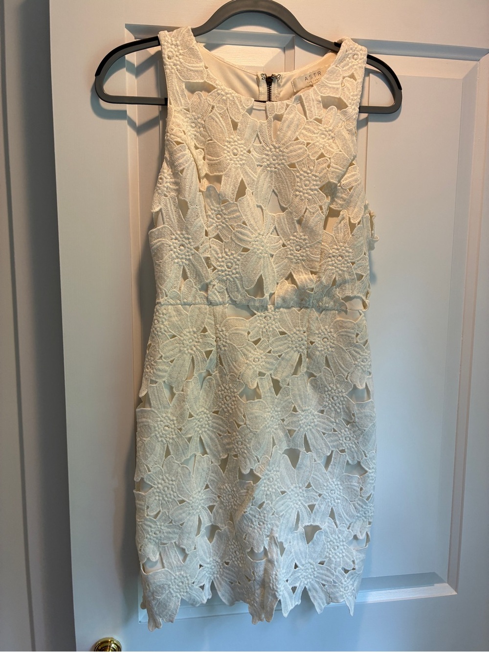 Astr Ivory Floral Lace Mini Dress